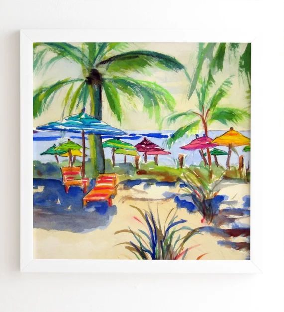Tropical Framed Wall Art  Caribbean Watercolor Coastal Decor | Etsy | Etsy (US)