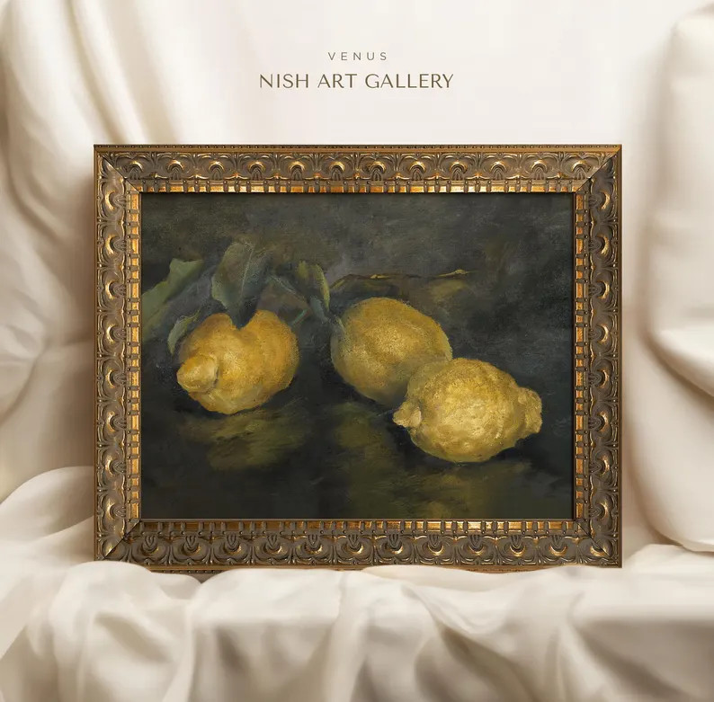 Vintage Framed Art Print, Framed Vintage Lemon Print, Still Life Kitchen Painting Print, Vintage ... | Etsy (US)