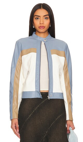 Carson Faux Leather Moto Jacket in Ivory | Revolve Clothing (Global)