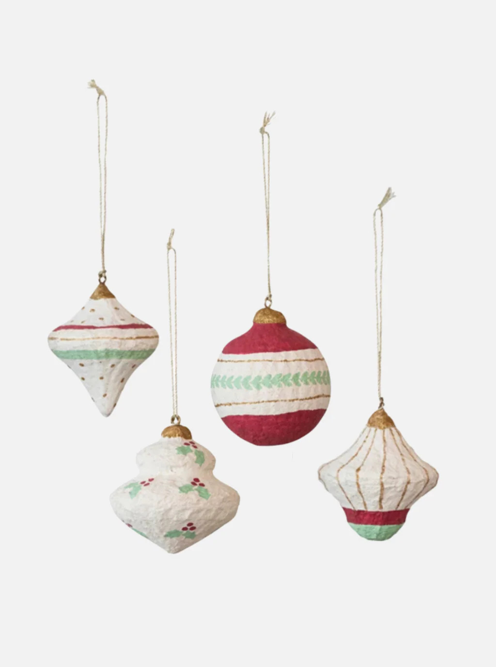 Paper Mache Ornaments | Set of 4 | House of Jade Home