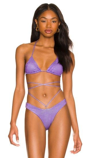 Padded Triangle Bikini Top in Purple Lurex | Revolve Clothing (Global)