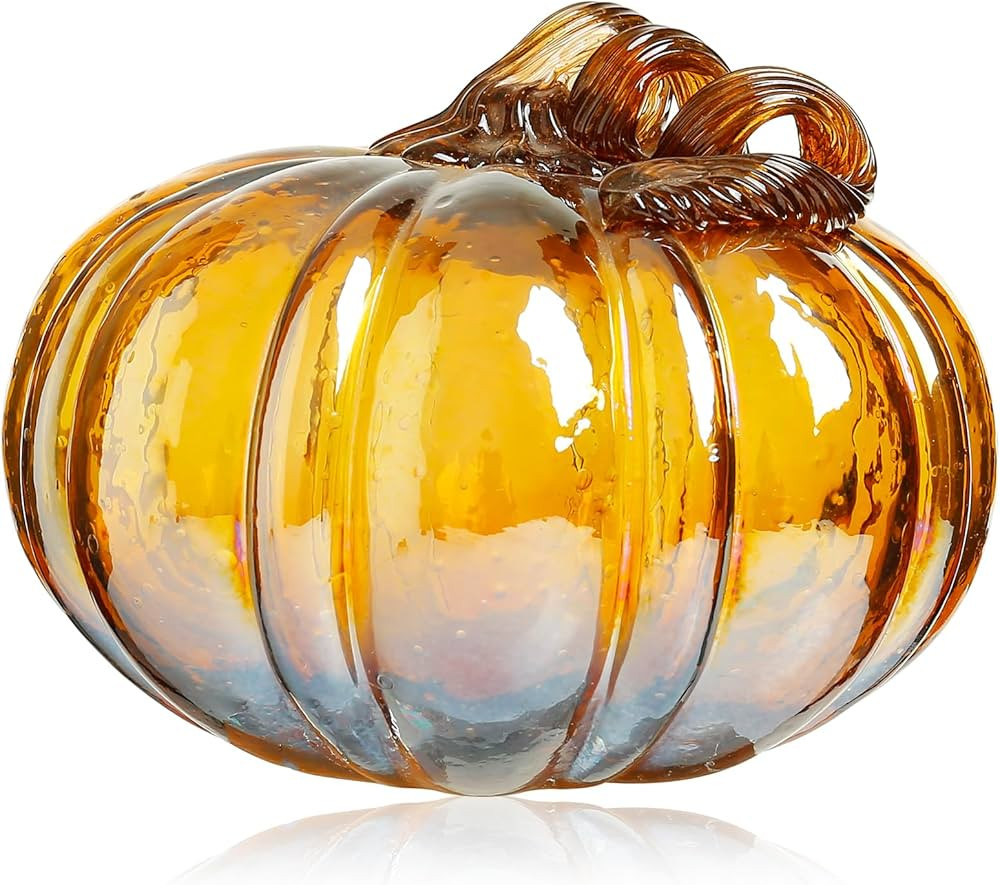 Amazon.com: Diamond Star 5" Large Hand-Blown Glass Pumpkin with Stem for Halloween Thanksgiving F... | Amazon (US)