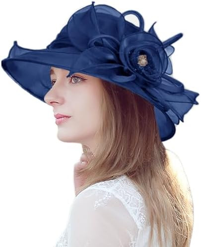 Women's Organza Derby Fascinator Hat Cloche Bowler Hat Cocktail Tea Party Wedding Sun Hat | Amazon (US)