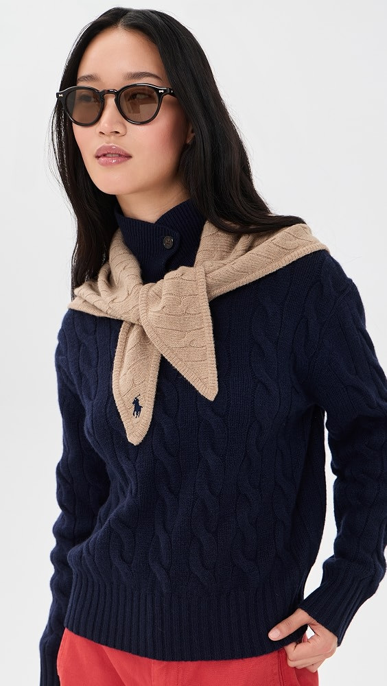 Polo Ralph Lauren Cable Triangle Scarf Soft Grey One Size | Shopbop