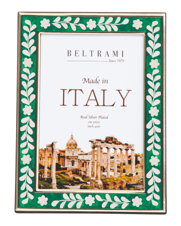 Made In Italy 4x6 Floral Leaf Enamel Tabletop Picture Frame | TJ Maxx