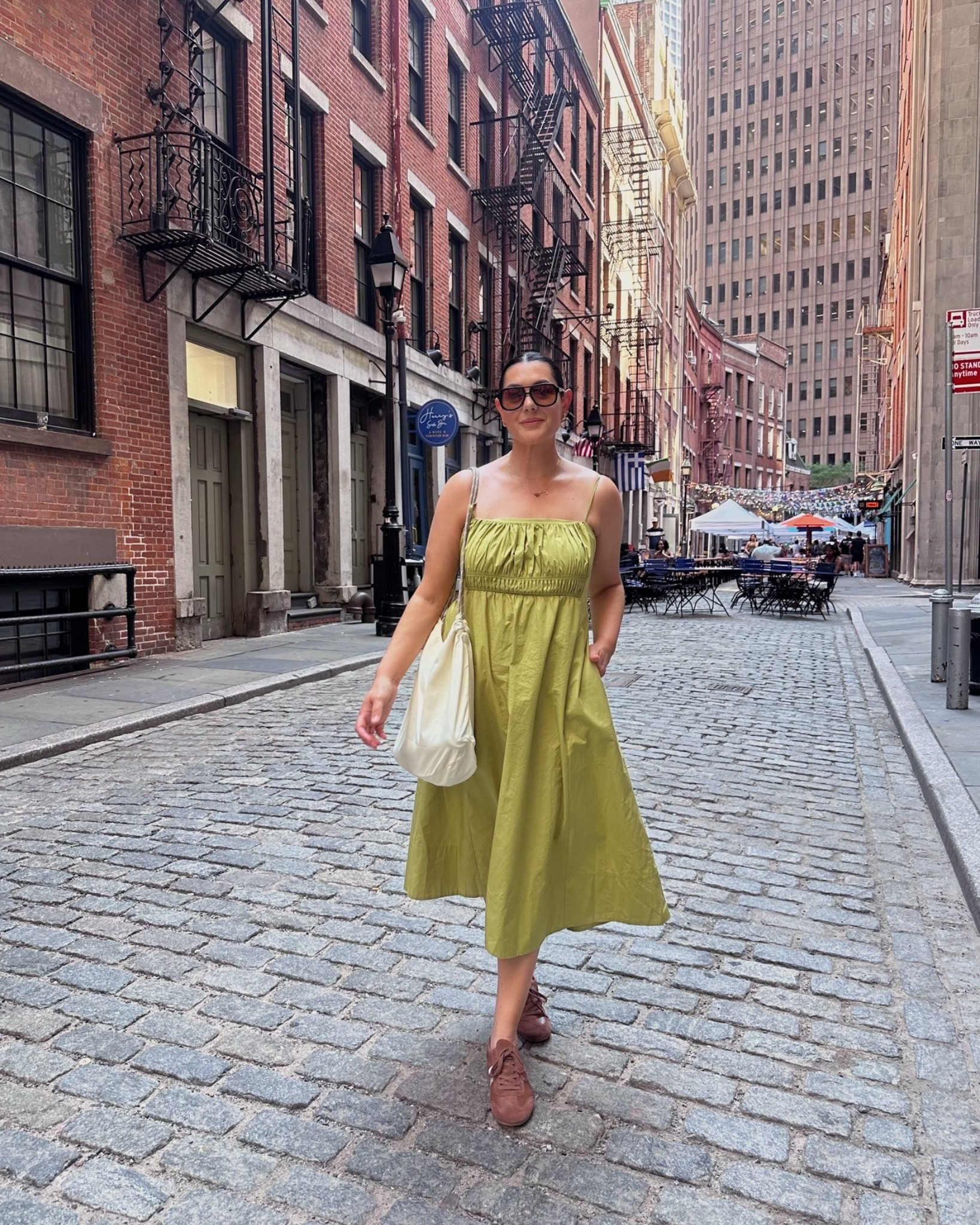 Loved this comfy cotton dress for NYC! I’m in the large and it runs generous! 

PS: these quince leather sneakers are amazing. I wore them all day without socks and not one blister!