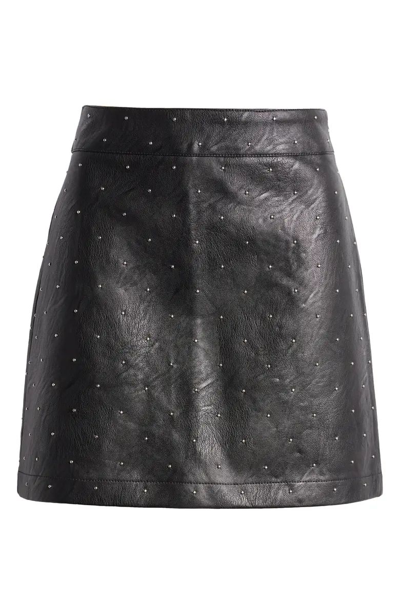 Stud Detail Faux Leather Miniskirt | Nordstrom