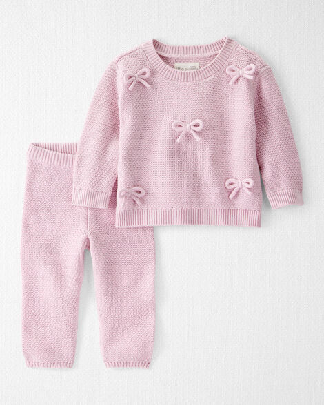 Baby Girl 2-Piece Organic Cotton Bow Knit Sweater & Pant Set - Little Planet | Carter's | Carter's Inc