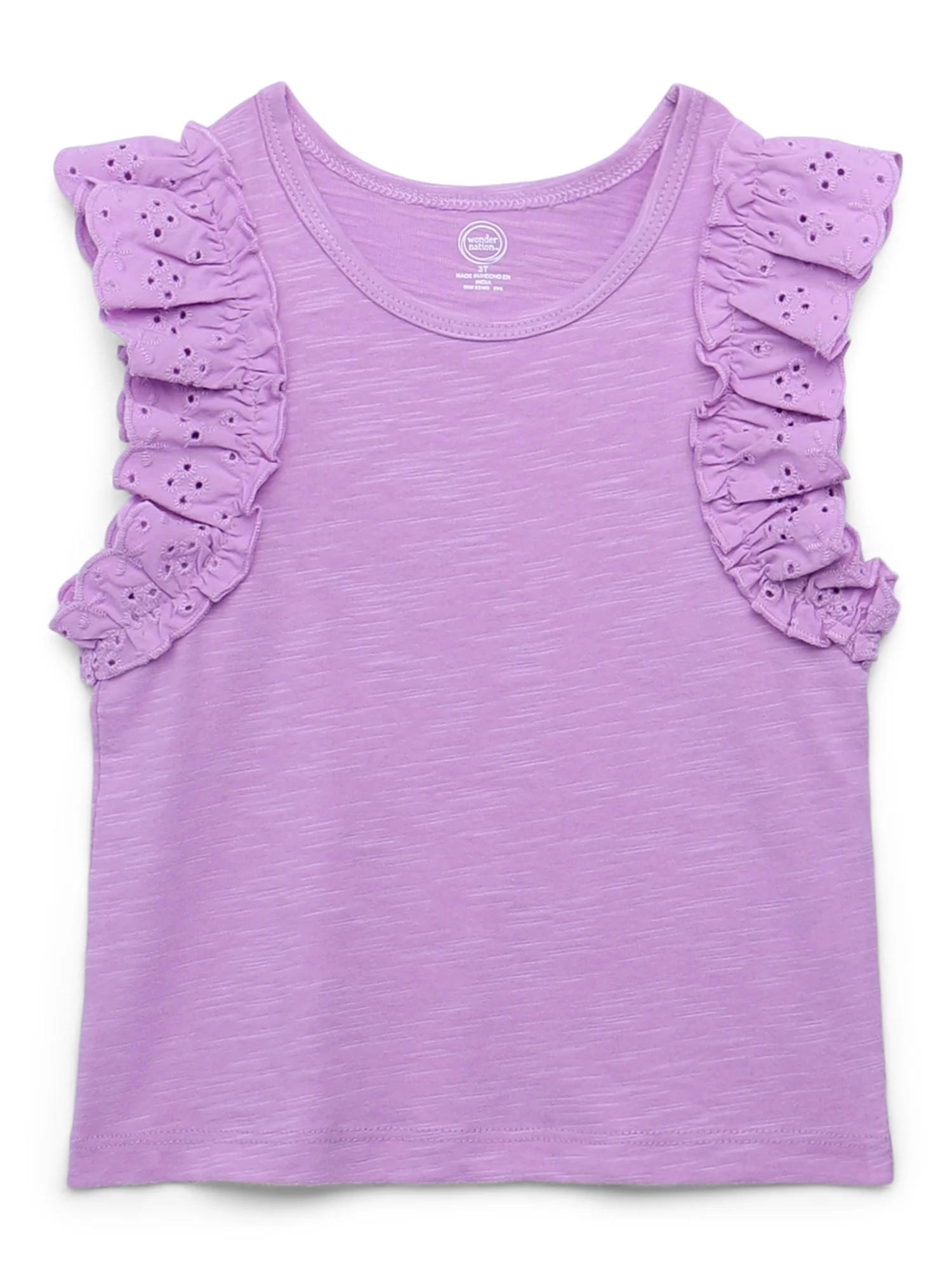 Wonder Nation Toddler Girl Cotton Ruffle Sleeve Blouse, Sizes 12M-5T | Walmart (US)