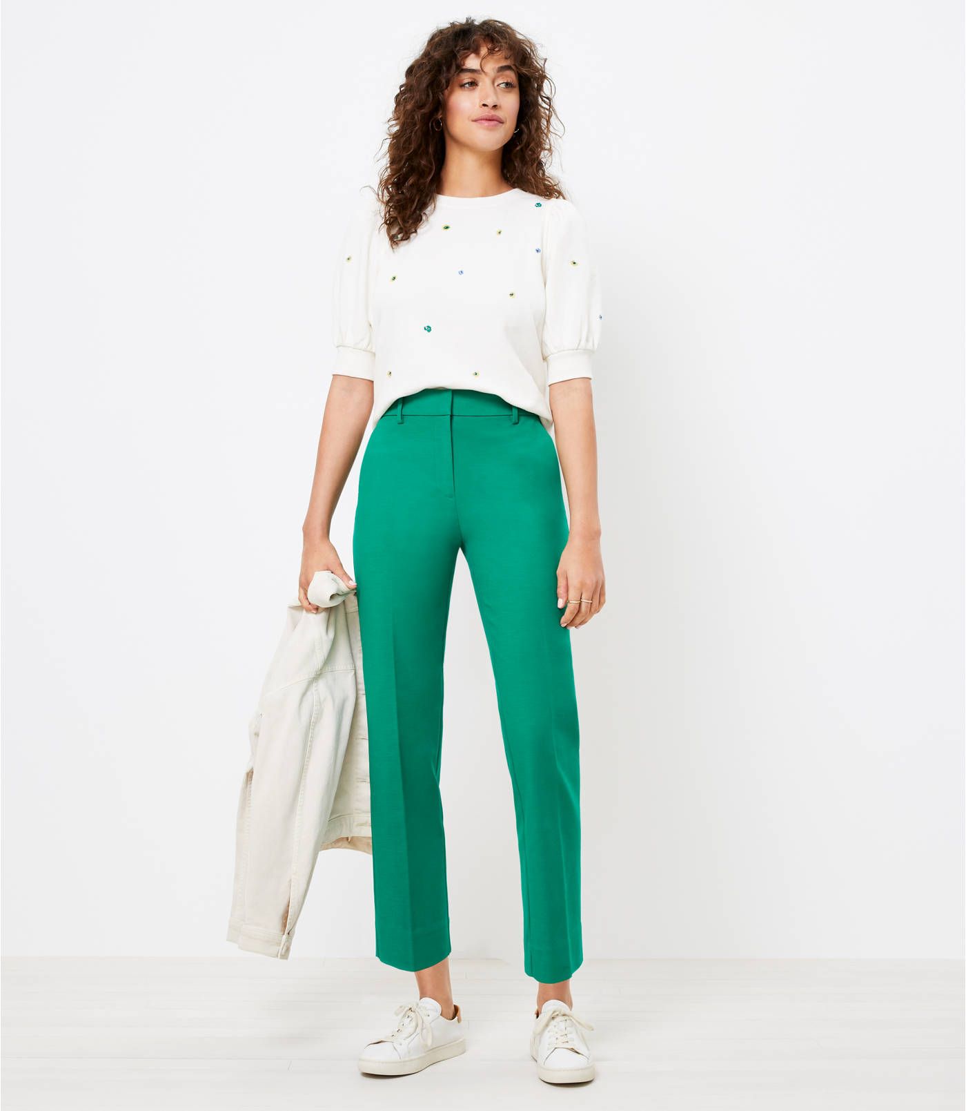 Perfect Straight Pants in Stretch Double Weave | LOFT
