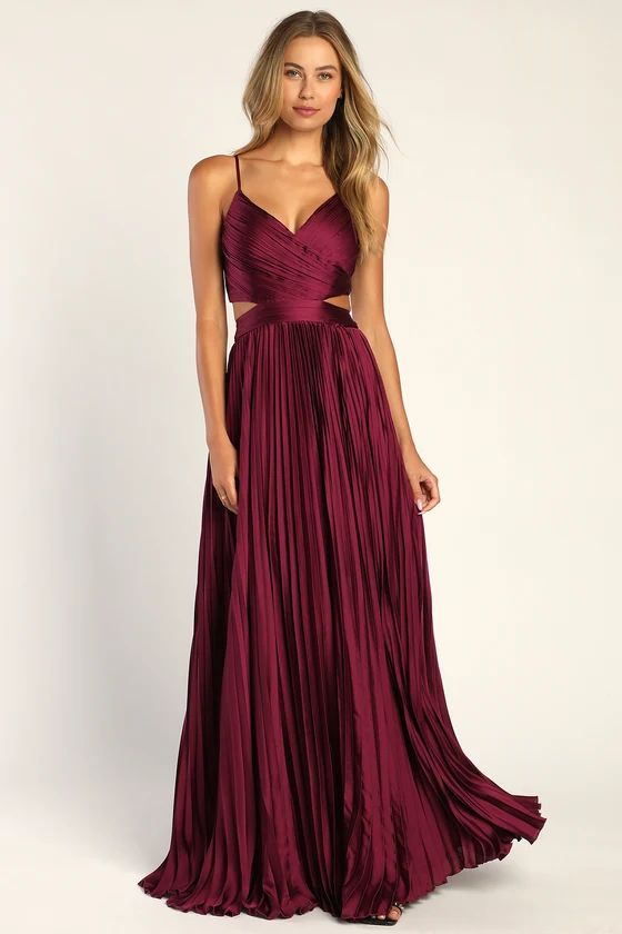 Got the Glam Plum Purple Pleated Cutout Maxi Dress | Lulus (US)