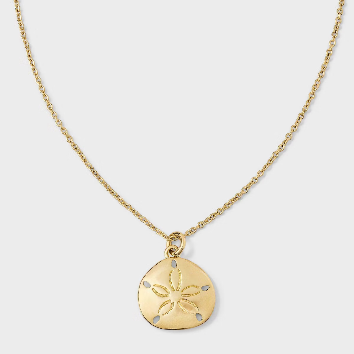 Tiny Tags 14K Gold Ion Plated Sand Dollar Pendant Necklace - Gold | Target