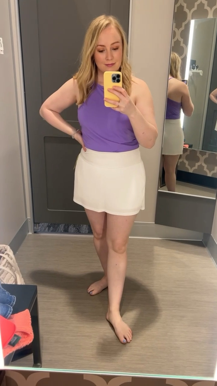 Love the little pleats in this skort. Wearing a medium.  It works but going to try a large. Skort is best suited for cool seasons. Top is spring  

Golf | pickle ball 