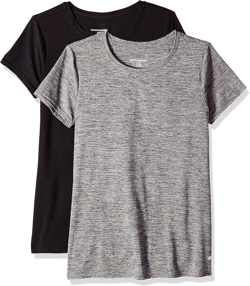 Amazon Essentials Women's Tech Stretch Short-Sleeve Crewneck T-Shirt (Available in Plus Size), Mu... | Amazon (US)