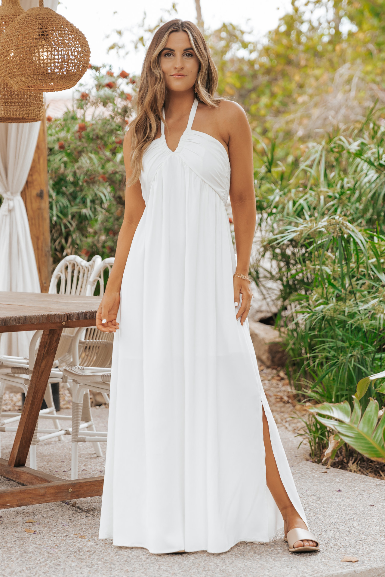 White Halter Strap Maxi Dress | Magnolia Boutique