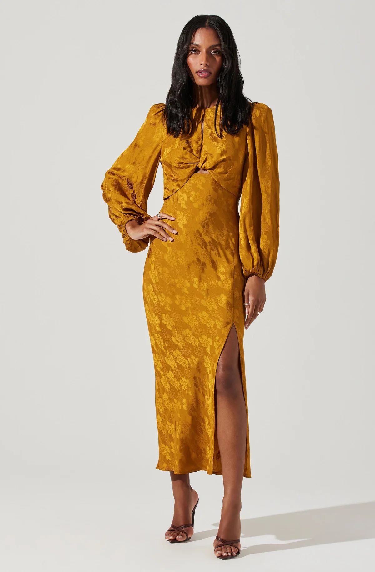 Suzy Floral Cutout Long Sleeve Midi Dress | ASTR The Label (US)