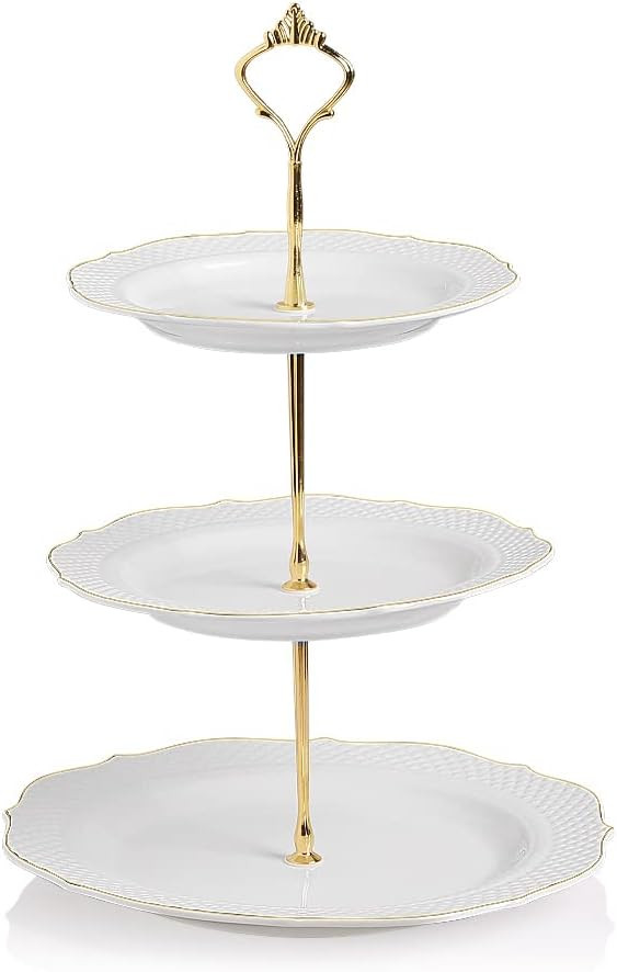 Sweejar 3 Tier Ceramic Cake Stand Wedding, Dessert Cupcake Stand for Tea Party Serving Platter (N... | Amazon (US)