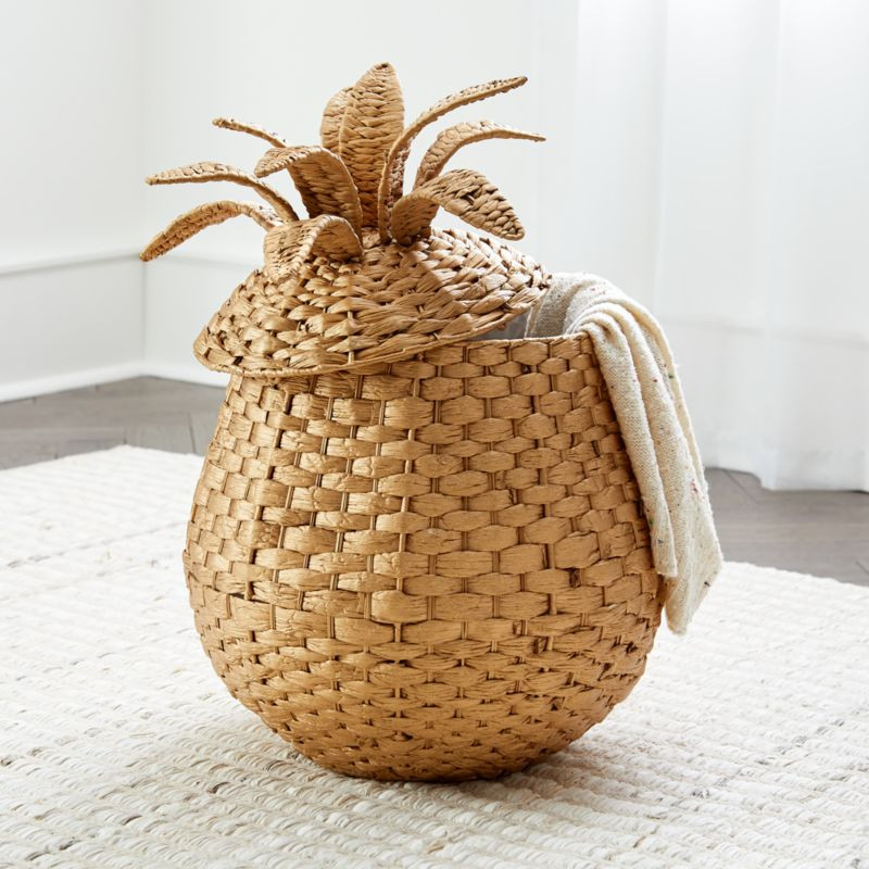 Pineapple Floor Toy Basket + Reviews | Crate & Kids | Crate & Barrel