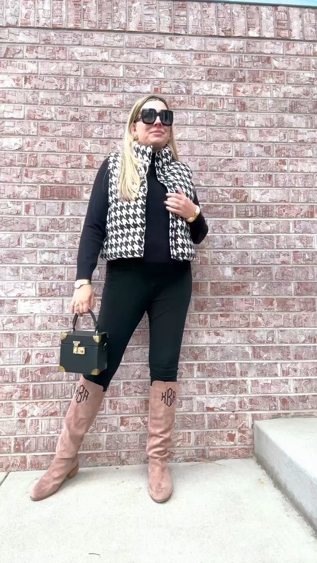 Après - Look 12
A curated style series

I remember one year when I was in college, I was working at Forever 21 (I know, right?) and I was scheduled to work on Xmas eve- even though I had requested the day off (and it was approved) and I ended up going in to work after all. At the end of my shift I bought a vest that looked just like this one and thought it was the wildest thing ever and had no clue if I could actually pull it off. Lol look how far we have come. Anyhow- it would totally still fit, but I gave it away years ago because I felt intimidated by wearing it - so I rented this one and am laughing at how easy it is to style. So, a reminder to myself that the version of you that wears or does the next intimidating thing is out there in the future - start today and they will be here sooner than you’d expect.

This capsule is a fun exploration of Apres-ski-coded fashion repurposed for general winter moments, regardless of where you are. While I was born in Denver, and have spent most of my life living here, I have never skied. I never plan to ski. I do not want to ski. There is a joke amongst some communities here that you know the true locals based on who DOESN’T ski. I do, however, love a retro winter aesthetic, so this series is my tribute to being too busy doing other things to ever ski. So less “Après” and more “en lieu” I suppose. ⛷️ 💕 

Vest - NVLT
Leggings - Target linked)
Boots - Marleylilly (linked)
Sweater - Vintage from my grandma
Bag - Dillards (linked)
Sunglasses - Gucci (linked)
Earrings - House of Harlow
Monogram Ring - Marleylilly
Watch - Bulova (similar linked)
Bracelet - Vintage J. Crew
#LTKootd #LTKTall


#LTKSeasonal #LTKshoecrush #LTKstyletip