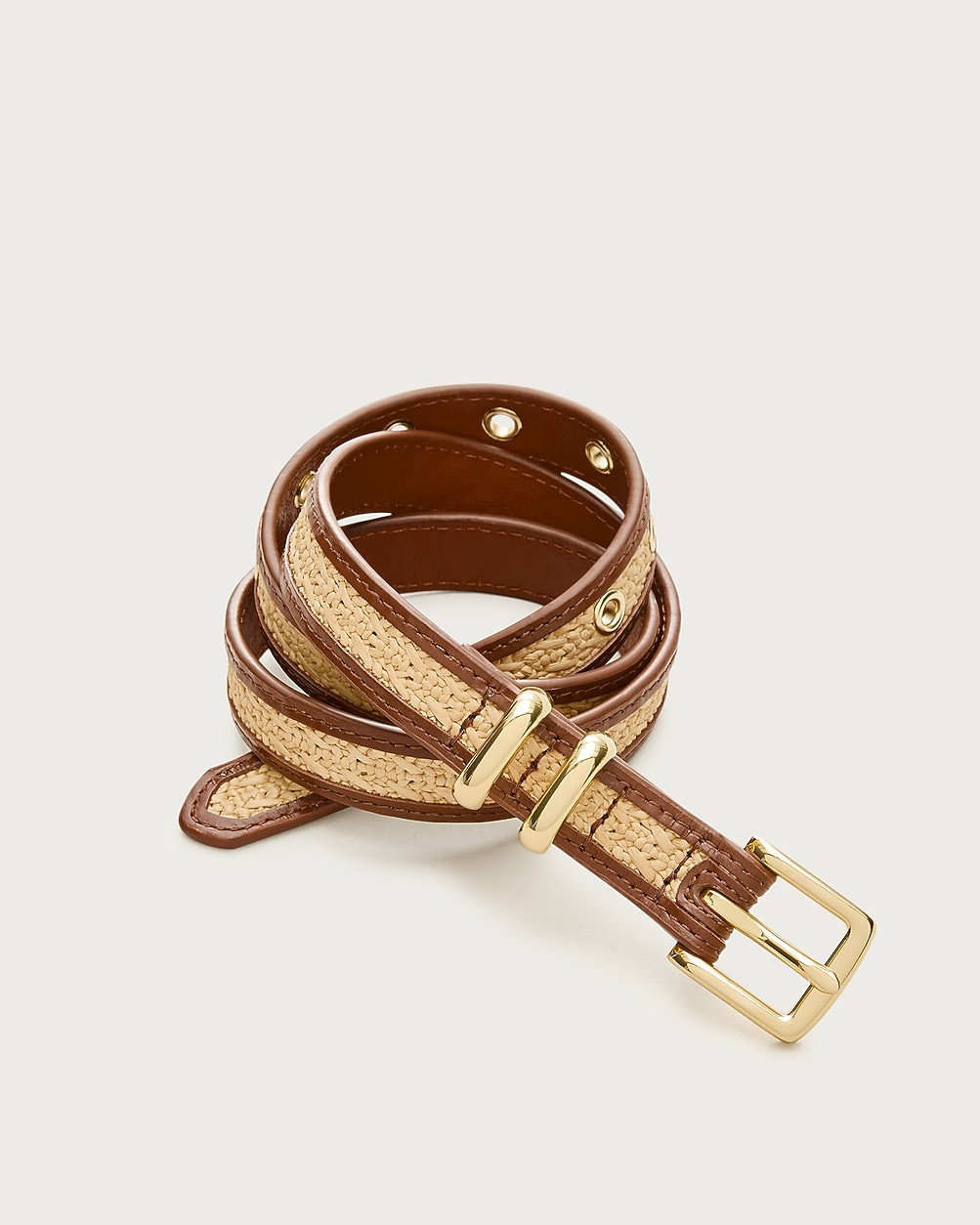 Thin woven belt with leather trim | J. Crew US