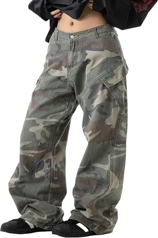 Y2k Camo Pants for Men Baggy Jeans Hip Hop Pants Baggy Joggers Streetwear Grunge Cargo Pants | Amazon (US)