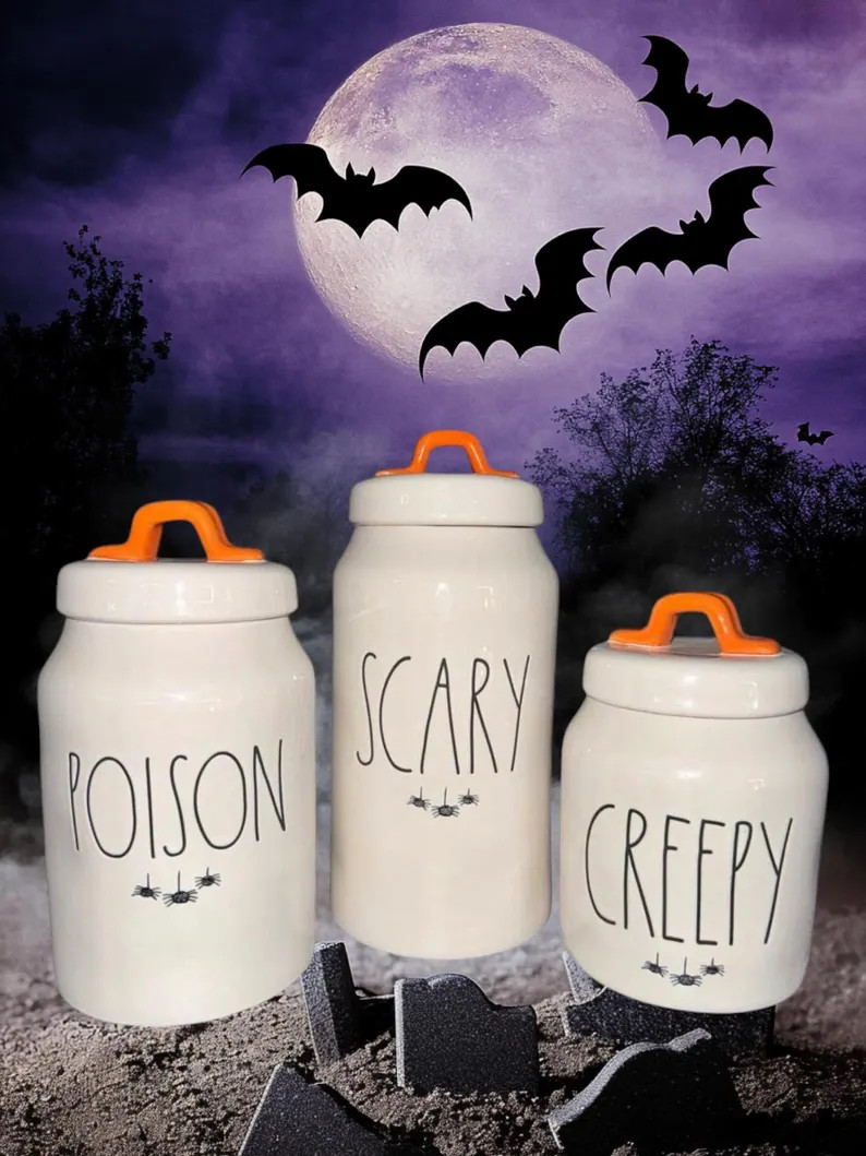 Rae Dunn Halloween Dangling SPIDERS Canisters Hard to Find and Very Rare. - Etsy | Etsy (US)