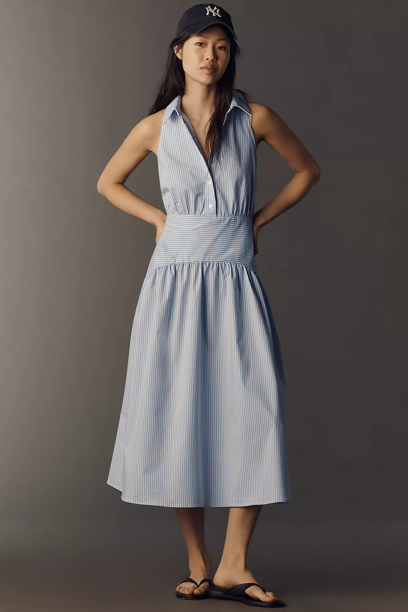 The Tobie Drop-Waist Midi Shirt Dress by Exquise | Anthropologie (US)