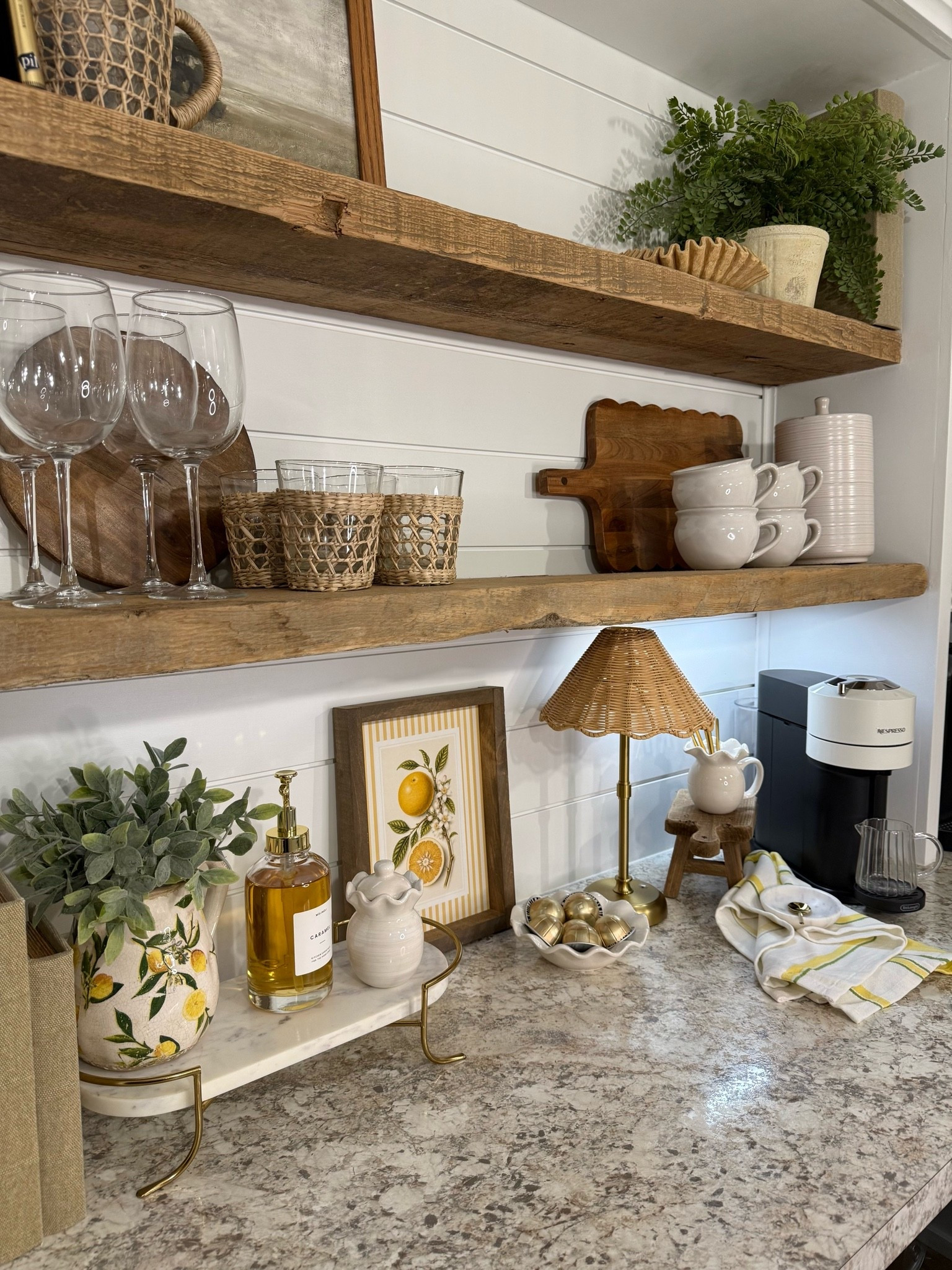 #ad 🍋Lemon Coffee Bar

Gave my coffee bar a fun little refresh with the cutest lemon-inspired touches and cozy layered textures. From the woven accents to the cordless lamp and lemon decor, these @Wayfair finds made this space feel so warm, fresh, and inviting for the season. The perfect little setup for slow mornings and afternoon coffee breaks. ☕️🍋✨

#wayfair #wayfairpartner #liketkit  #coffeebar 

coffee bar decor | lemon decor | kitchen styling | coffee station | woven decor | summer kitchen decor | countertop styling | neutral home decor | cozy kitchen | citrus decor | open shelving | cottage inspired | kitchen inspiration | home decor finds | woven textures | countertop decor | decorative accents | summer home refresh | kitchen shelves | cozy corner | lamp decor | home styling | neutral kitchen | coffee nook | seasonal decor | lemon coffee bar

#LTKSeasonal #LTKHome #LTKSaleAlert