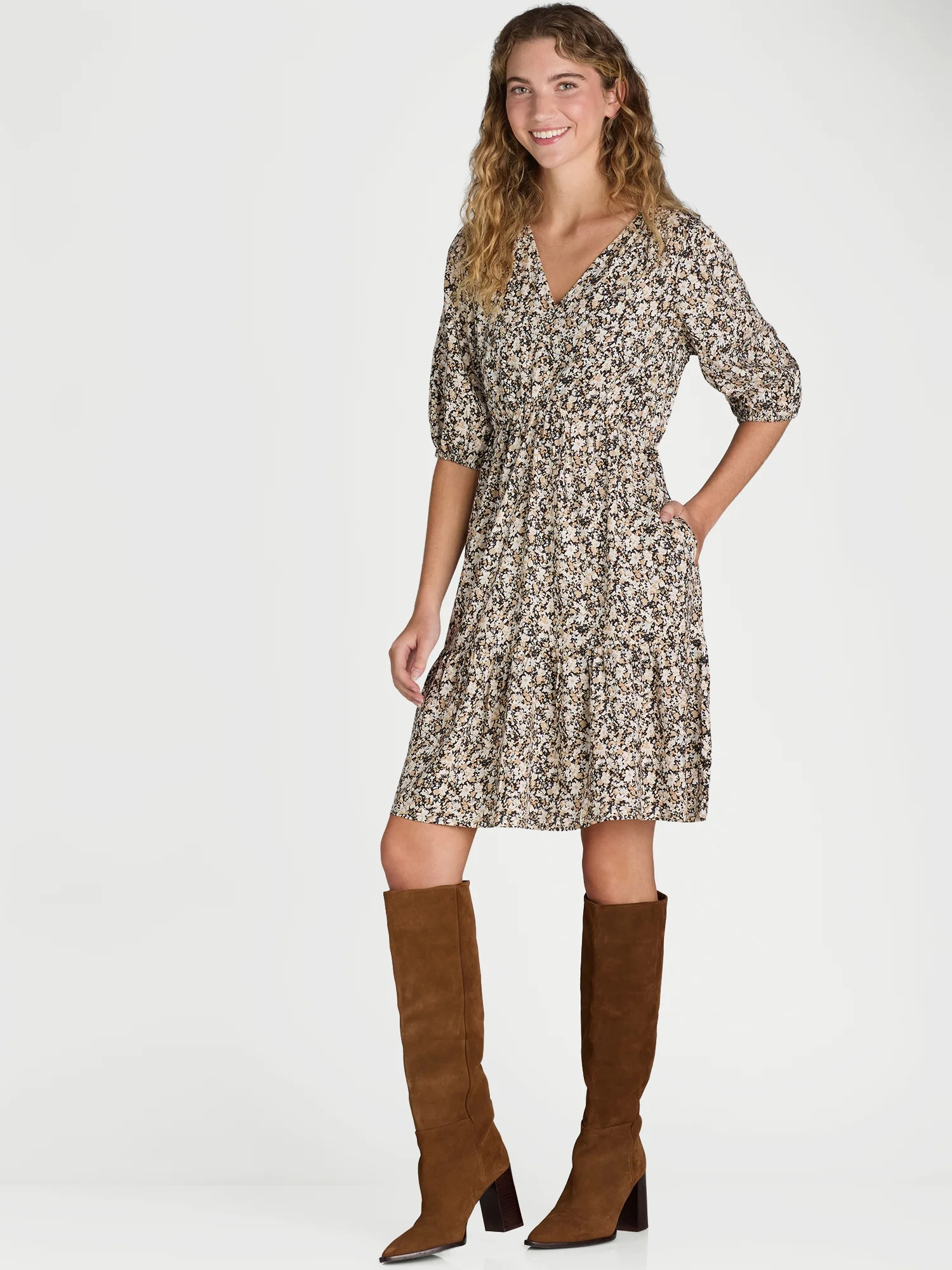 Time and Tru Women's Puff Sleeve Mini Dress, Sizes XS-XXXL | Walmart (US)