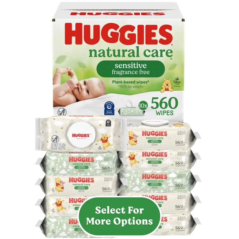 Huggies Natural Care Sensitive Baby Wipes, Unscented, 10 Pack, 560 Total Count (Select for More) | Walmart (US)
