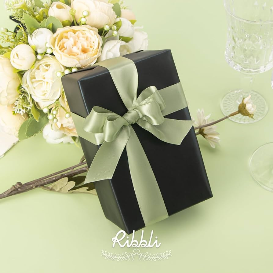 Ribbli Dusty Sage Satin Ribbon Double Faced Satin 1 Inch x Continuous 25 Yards-Sage Green Ribbon ... | Amazon (US)