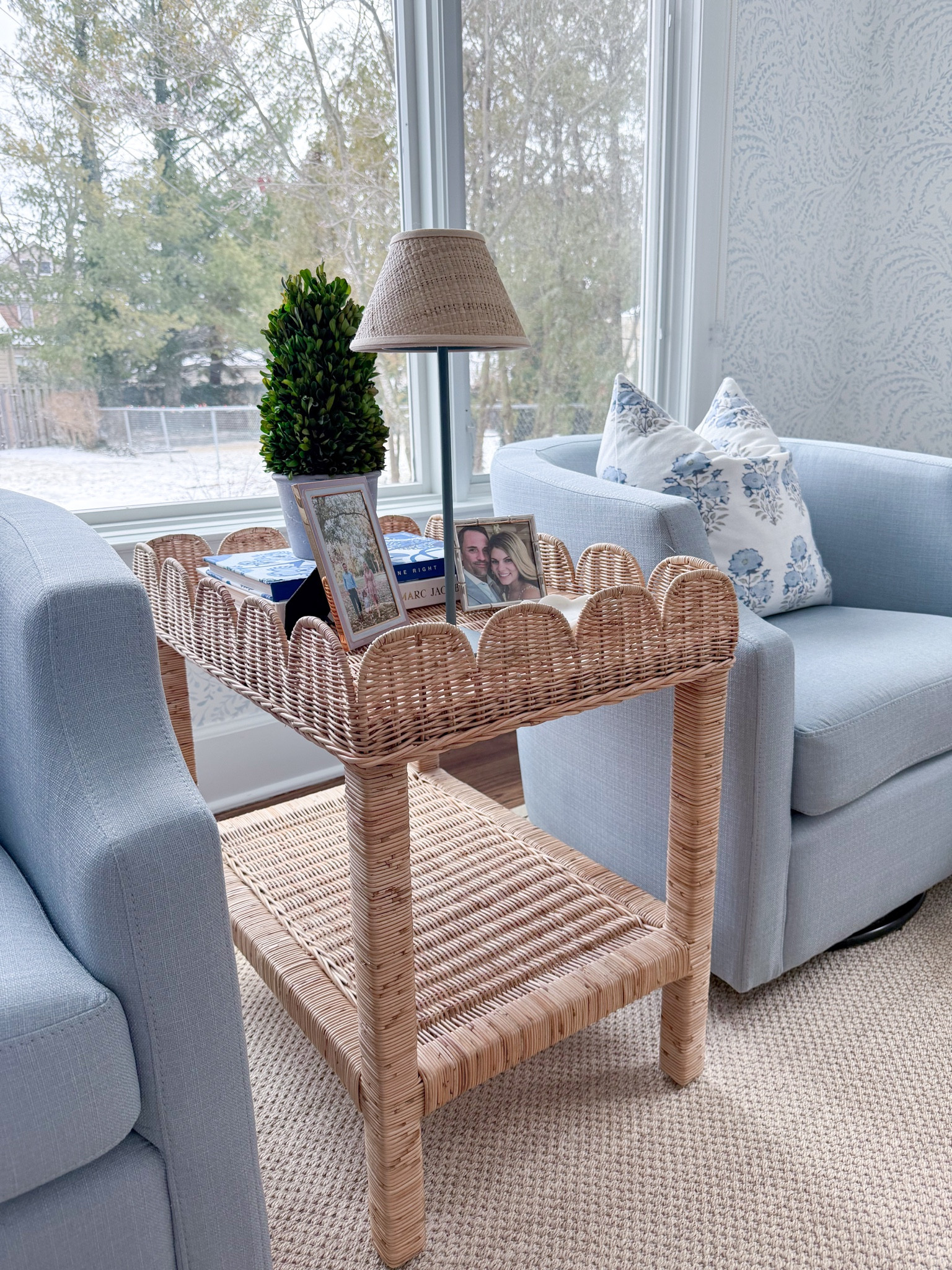 Scallop rattan side table decor 

#LTKHome #LTKSaleAlert