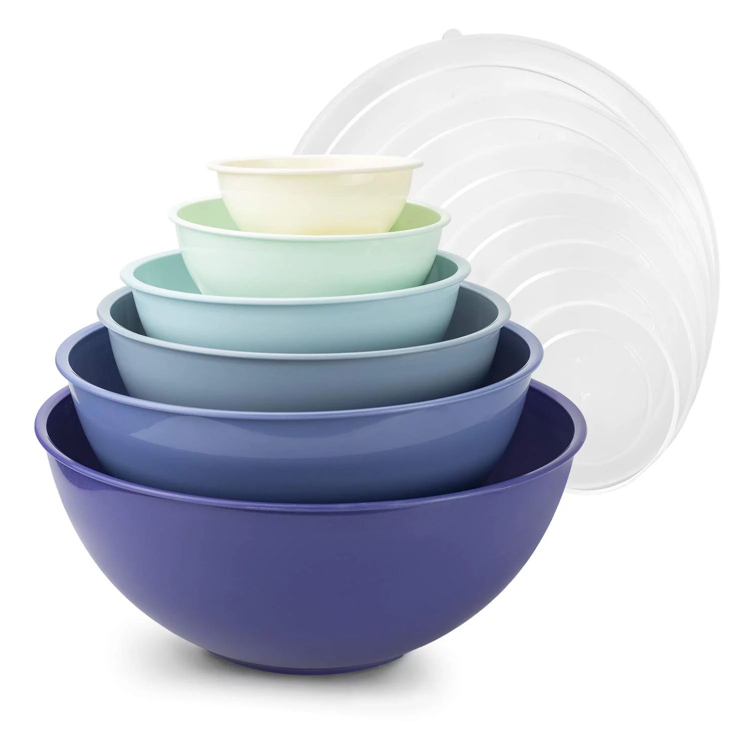 Cook with Color Plastic Mixing Bowls with Lids, 6 Prep Bowls and 6 Lids - Blue Ombre - Walmart.co... | Walmart (US)