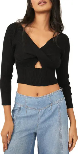 Free People Floyd Wrap Front Crop Cotton Blend Sweater | Nordstrom | Nordstrom