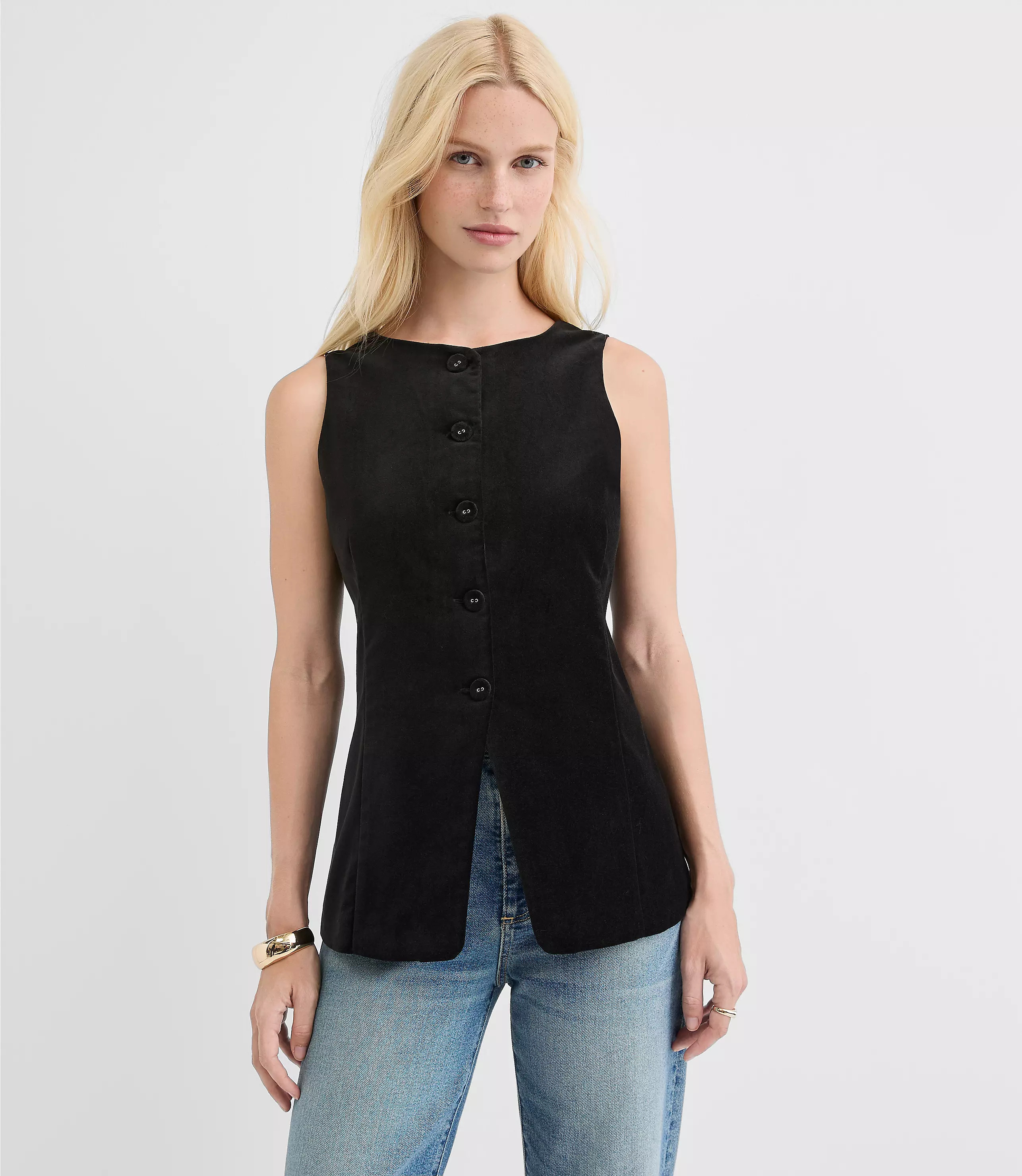 Velvet High Neck Vest | LOFT