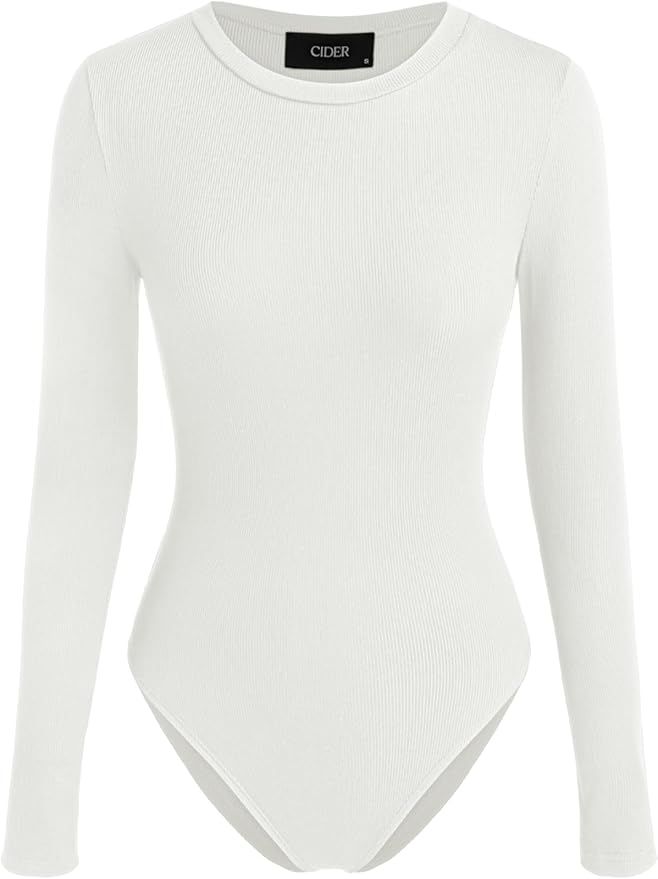 CIDER Women's Round Neckline Long Sleeve Bodysuit | Amazon (US)