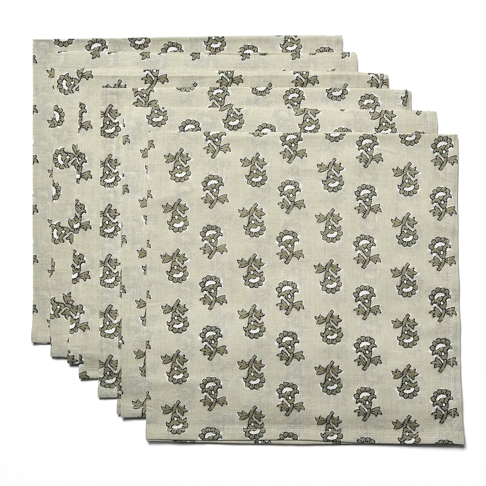 CPC Cloth Napkins Set of 6 Cotton Printed Dinner Hand Print Napkins I Wedding Cocktail Cloth Flor... | Amazon (US)