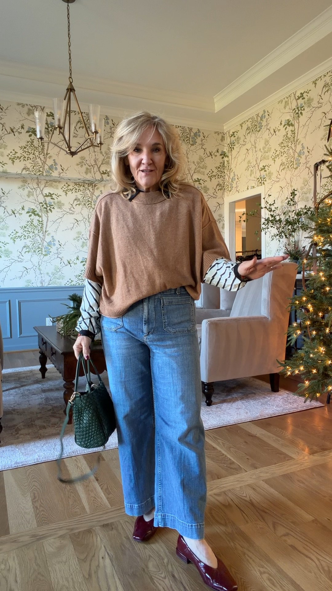 @anthropologie 
Goldie sweater size medium hurry this color back in stock 
Paz shirt size medium 
Colette jeans 29 reg 
Burgandy flats so cute so comfy tts 
Other colors avail in this bag 

#LTKOver40 #LTKPetite #LTKootd
