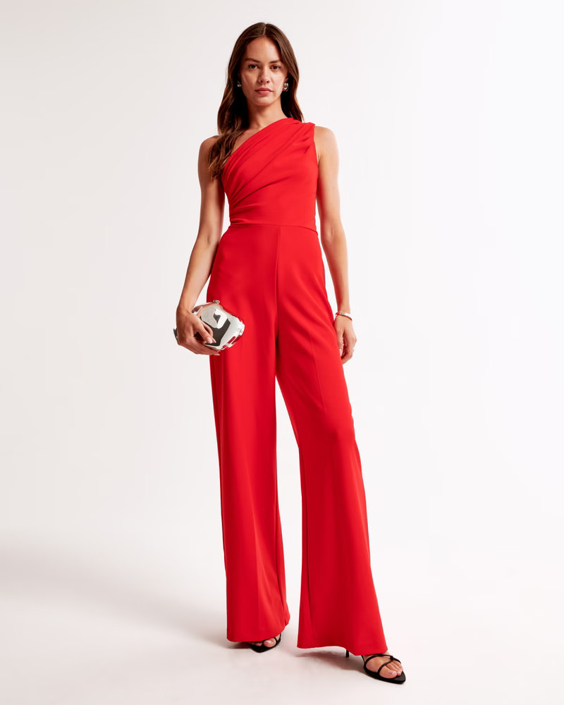 One-Shoulder Crepe Jumpsuit | Abercrombie & Fitch (US)