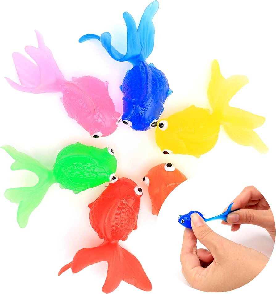 Fish Toys - Sea Animals Figures - Vibrant 4 Colors - 1.75” Small Rubber Toy - Ideal for Fish Ta... | Amazon (US)