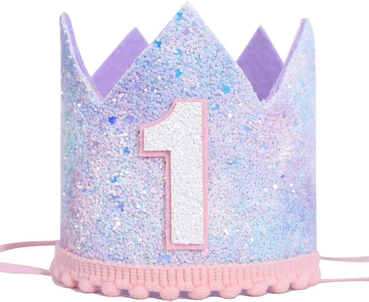 Baby Girl First Birthday Decorations - Pastel Rainbow 1st Birthday Crown,One Rainbow Themed Cake ... | Amazon (US)