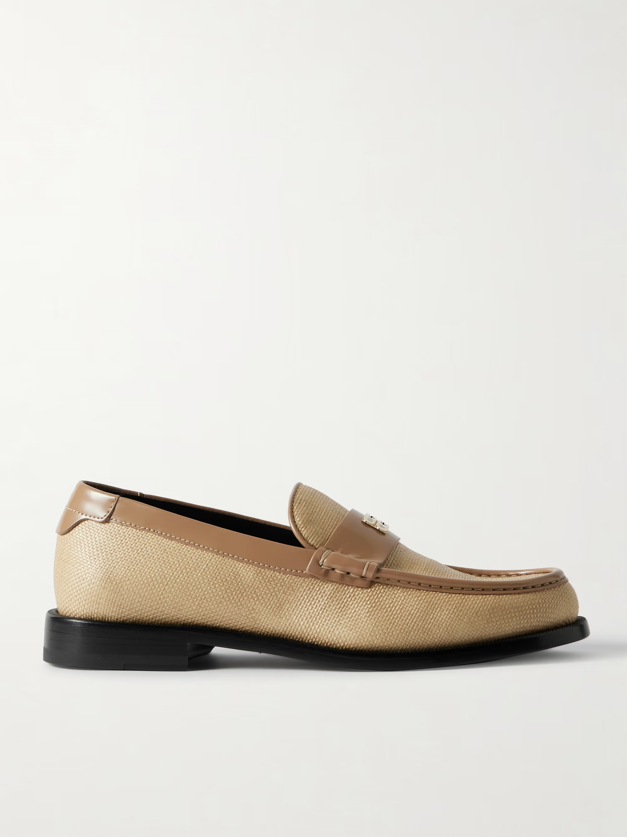 Leather-trimmed raffia loafers | NET-A-PORTER (UK & EU)