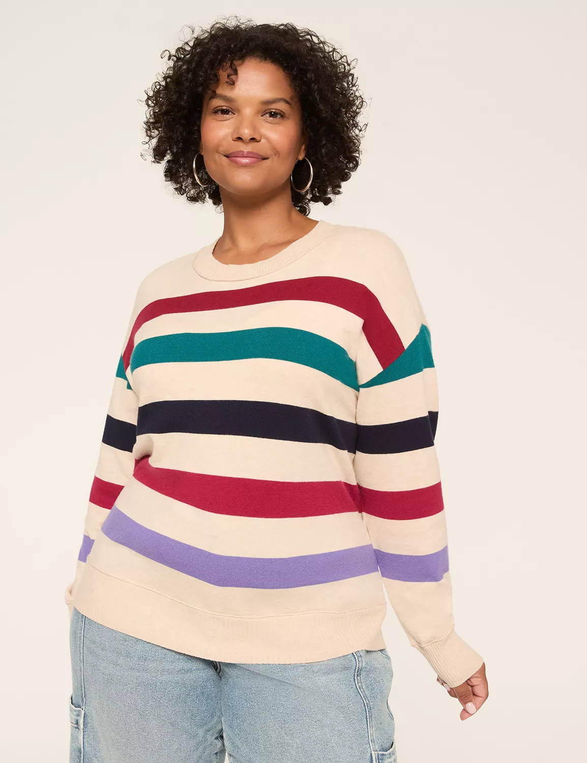 Striped Crew-Neck Pullover Sweater | Lane Bryant (US)