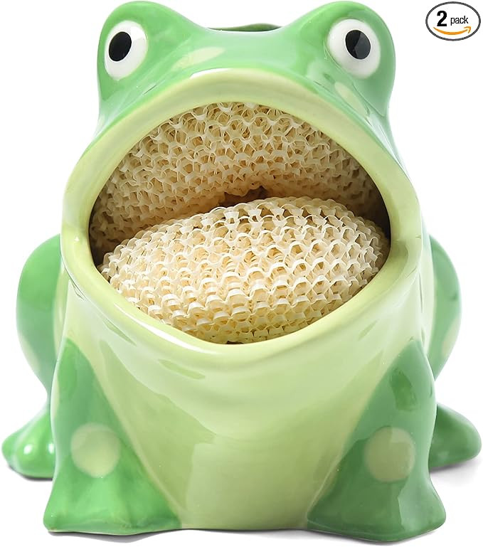 Ceramic Kitchen Scrubby Sponge Holder , Art Frog Collection, Adorable Home & Kitchen Decor | Amazon (US)