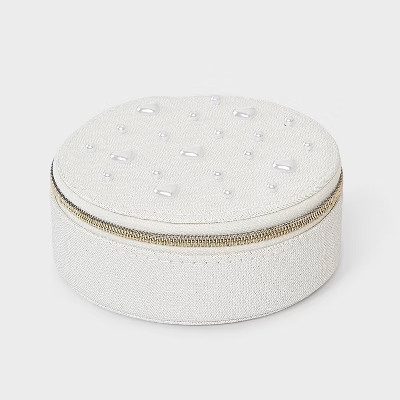 Round Travel Jewelry Organizer with Heart Pearls - A New Day™ Cream | Target