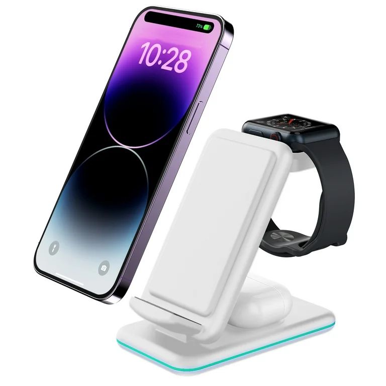 Wireless Charger for Samsung/Android/IOS, Foldable 3 in 1 Fast Charging Station/Stand/Multi Charg... | Walmart (US)