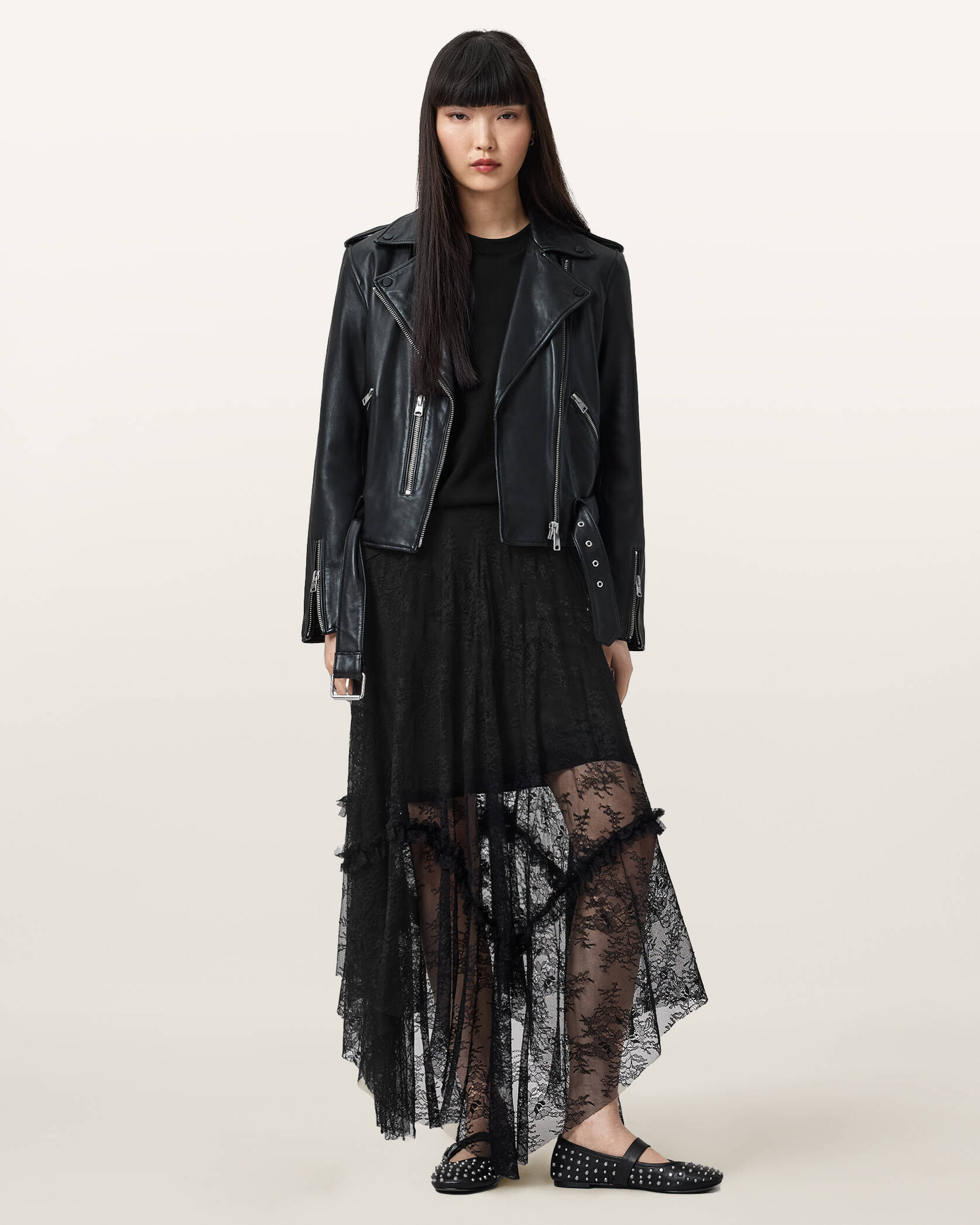 Jose Tiered Lace Midi Skirt | AllSaints UK
