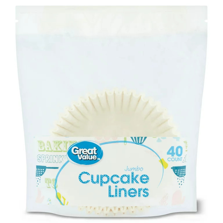 Great Value Jumbo Cupcake Liners, White, 40 Count | Walmart (US)