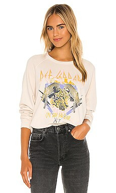DAYDREAMER Def Leppard On The Prowl Varsity Crew Sweatshirt in Sand from Revolve.com | Revolve Clothing (Global)