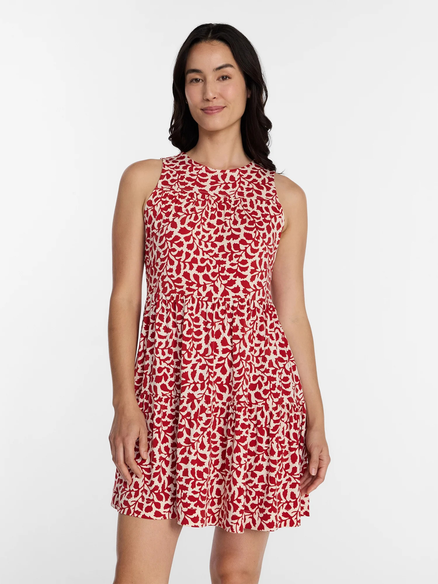 Time and Tru Women's and Women's Plus Sleeveless Tiered Mini Dress, Sizes XS-4X | Walmart (US)